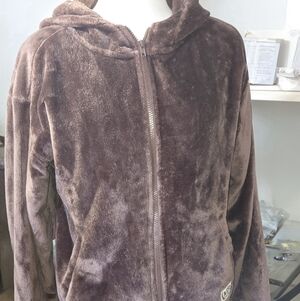 Aeropostale Lounge Plush Fleece Zip Hoodie Brown Size M